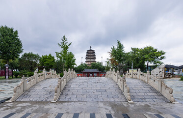 The landscape of Tianning Temple in the ancient city of Zhengding, Hebei Province	
