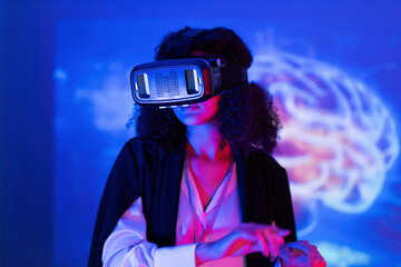 Virtual reality experience at a technology event showcasing innovative mind interaction and digital exploration
