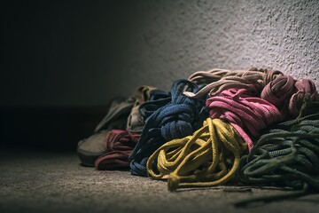 pile of tangled shoelaces