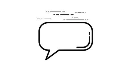 Fototapeta premium Minimalist black outline of a speech bubble icon with motion lines, indicating fast communication, messaging, or quick chat.
