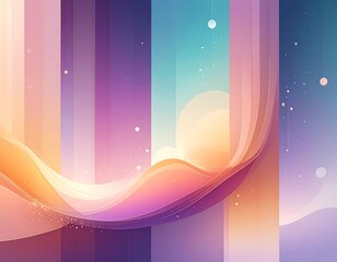 Abstract composition with flowing lines and pastel color palette