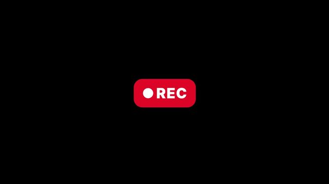 Red Recording Button Vector Icon with REC Text for Video Camera and Digital Media Interface