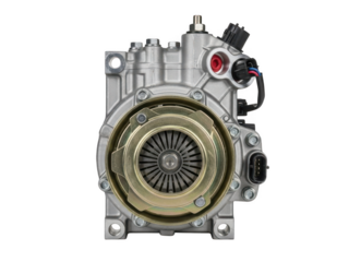 Close up of a car clutch assembly with pressure plate and flywheel