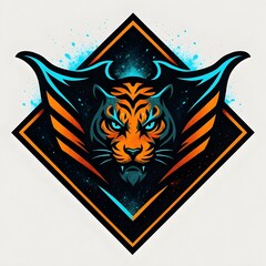 Mantatiger Neon Glide Esports Mascot Logo Vector