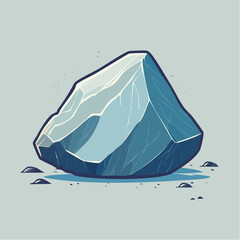 Illustration of a large, angular rock with a light blue and white color scheme.