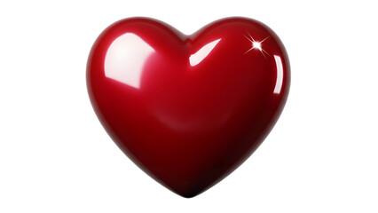 Shiny red heart shape isolated on transparent background for love and valentines day