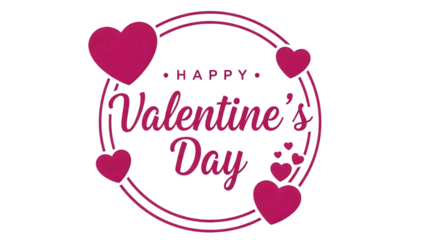 Happy valentines day greeting card with hearts and text on transparent background for love and romance