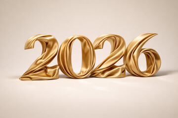 Golden fabric numbers 2026 forming a celebratory display