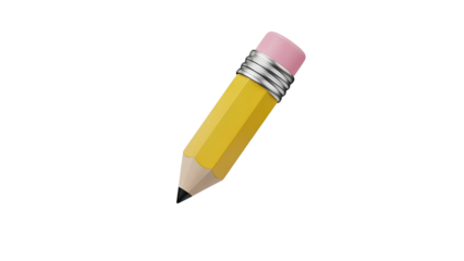 Yellow Pencil with Pink Eraser - Isolated 3D Render