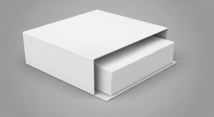 Naklejka premium Sleek Stationary Storage: An Immaculate Presentation of White Card Stock in a Square Box