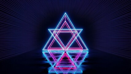 Neon Geometric Shapes with Pink Blue Glow.