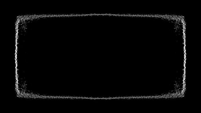 Dry Brush Grunge Frame Overlay,Abstract distressed white border animation with rough dry brush edges. Textured grunge frame loop for vintage film effects, luma matte
