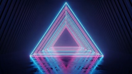 Neon Triangle Shape with Pink Blue Glow.