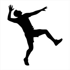 Volleyball silhouette icon set featuring players in various action poses, net, ball, trophy, and logo elements. Perfect for sports design, posters, branding, and digital projects.
