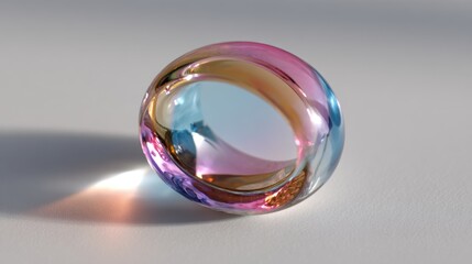 Colorful Glass Object with Smooth Surface and Reflective Finish