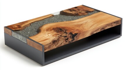 Modern Coffee Table with Unique Wood and Resin Design for Interiors