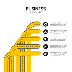5 different road line exits, five different ways, vector infographics template © MasterSergeant