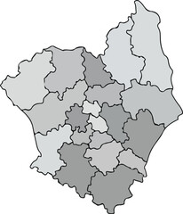 Obraz premium Abstract Grayscale Vector Map with Shaded Regional Divisions Isolated