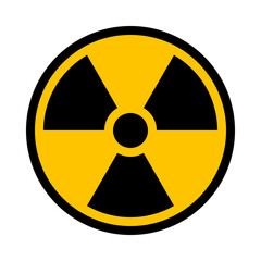Fototapeta premium radiation sign, work safety warning, black symbol on yellow background