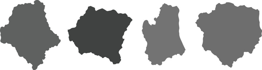 Obraz premium Set of four isolated dark gray irregular organic abstract shapes vector for design