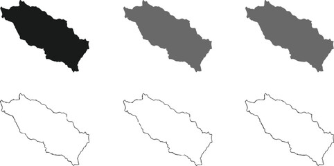 Obraz premium Set of Abstract Irregular Geometric Vector Shapes with Fills and Outlines