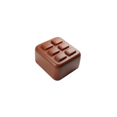 Single chocolate square isolated on transparent background