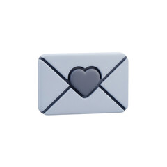 Envelope with heart design isolated on transparent background