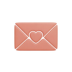 Pink envelope with heart design isolated on transparent background