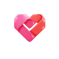 Abstract Pink and Red Heart Shape with Holes graphic design isolated on a transparent background