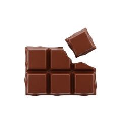 Broken Chocolate Bar With Square Pieces and Melted Edges graphic design isolated on a transparent background