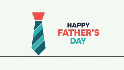 Happy Fathers Day Greeting Card With Tie Illustration.