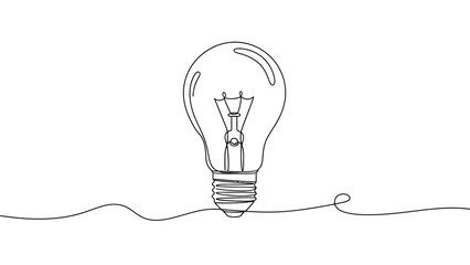 Minimalist Single Line Drawing of a Light Bulb.