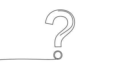 A single continuous line drawing of a question mark.