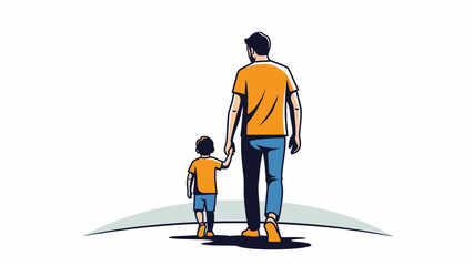 Father and son walking together holding hands.