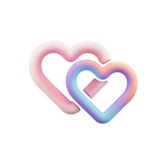 Interlocking Outline Hearts With Pastel Gradient love romance isolated on a transparent background