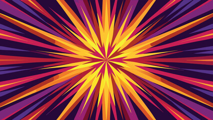 Obraz premium A colorful burst of purple and orange radiates from a central star, creating a dynamic visual effect..eps