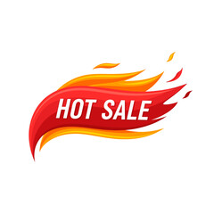 Obraz premium Promotional graphic featuring red and yellow flame hot sale event design. Suitable for advertising sales, promotions, or discounts.