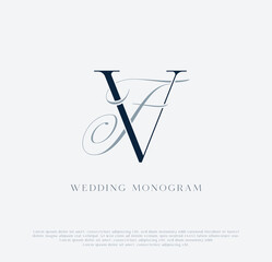 Elegant VF intertwined initials wedding monogram logo