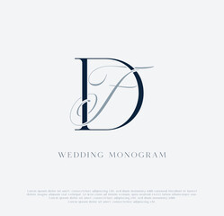 Elegant DF intertwined initials wedding monogram logo