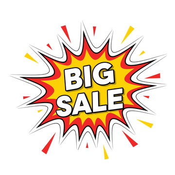 Comic book style explosion graphic with the words big sale. Perfect for promotional materials, retail advertisements, and eyecatching marketing campaigns.