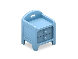 bedsite table or nightstand 3d rendering isolated on white background cartoon plastic style icon