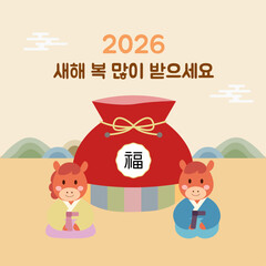 Fototapeta premium 2026 새해_복주머니 새배