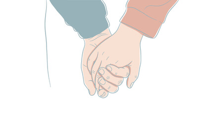 Close up of two people holding hands with gentle touch.