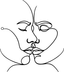 Minimal One Line Face Art Abstract Woman Portrait Continuous Line Drawing, Abstract One Line Face Minimal Portrait Continuous Line Art Illustration