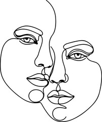 Minimal One Line Face Art Abstract Woman Portrait Continuous Line Drawing, Abstract One Line Face Minimal Portrait Continuous Line Art Illustration
