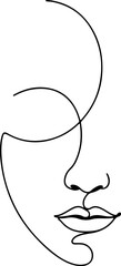Minimal One Line Face Art Abstract Woman Portrait Continuous Line Drawing, Abstract One Line Face Minimal Portrait Continuous Line Art Illustration