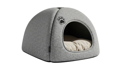 Cozy dome-shaped pet bed with paw decoration