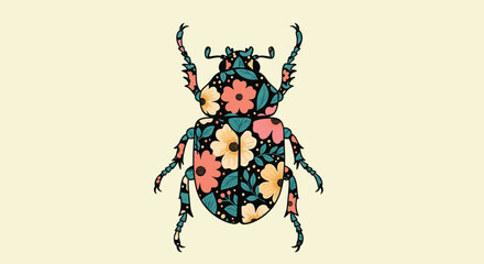 A beautiful insect adorned with a delicate floral pattern in vibrant colors.