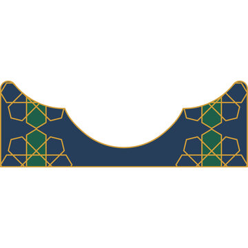 Ornate Traditional Islamic Geometric Pattern Border with Deep Green Gold and Black Hues Illustration
