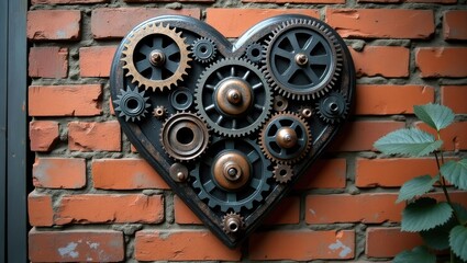 Steampunk heart gear wall art